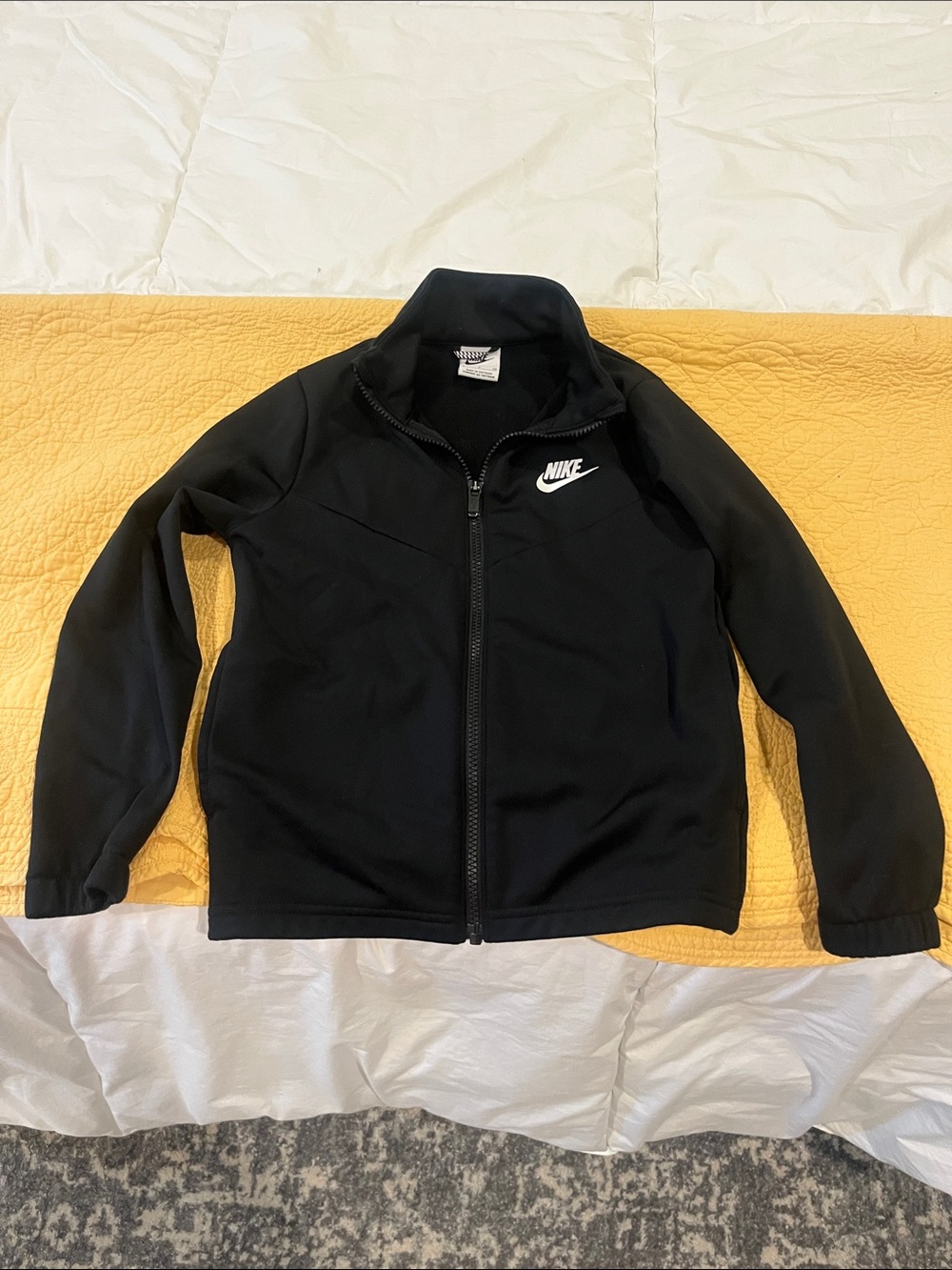 Nike Black Full-Zip Kids Jacket with White Logo
